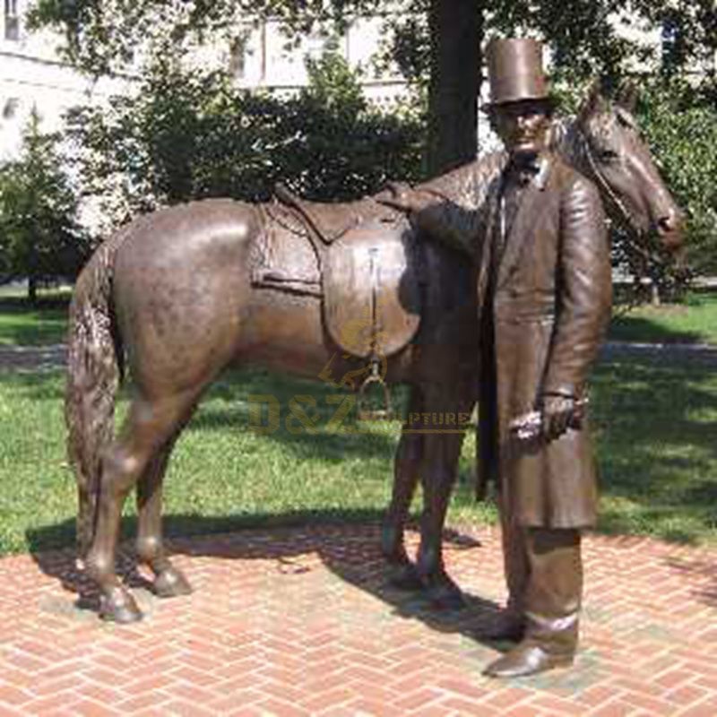 Famous Life Size Metal Bronze Lincoln Satatue with Horse