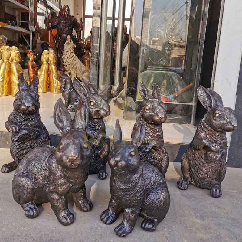 Home garden decoration animal sculpture bronze rabbit statue