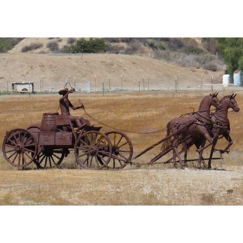 Life Size Roman Figure Corten Steel Garden Horse Sculpture