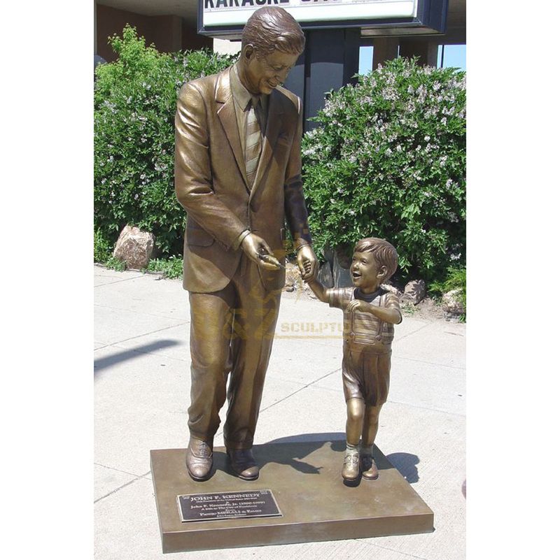 Custom Made Bronze President John F. Kennedy Sculpture With Child