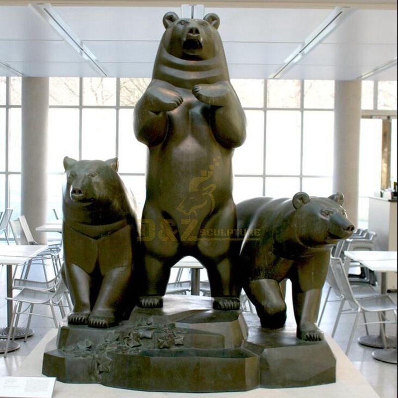 Wholesale antique bronze bear sculpture animal statues