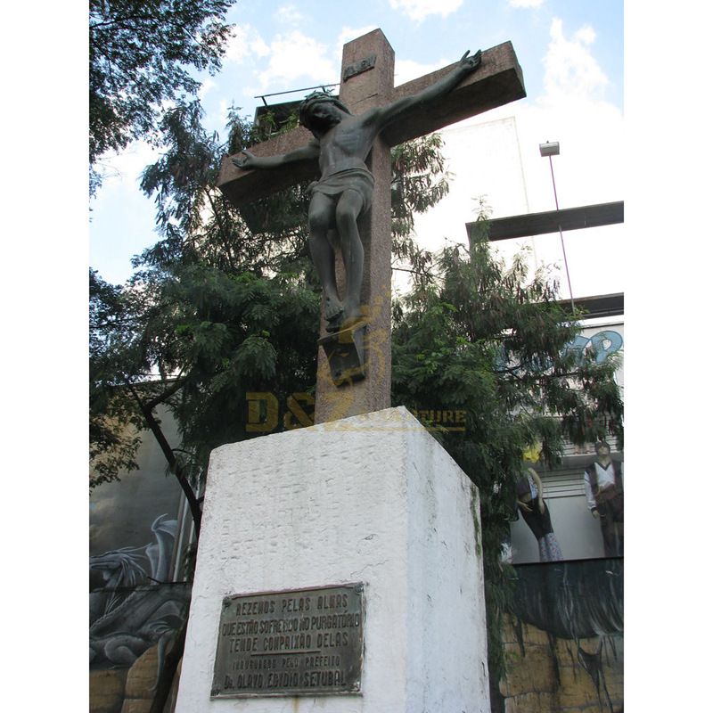 Life Size Bronze Figure Sculpture Religious Jesus On Cross Statue