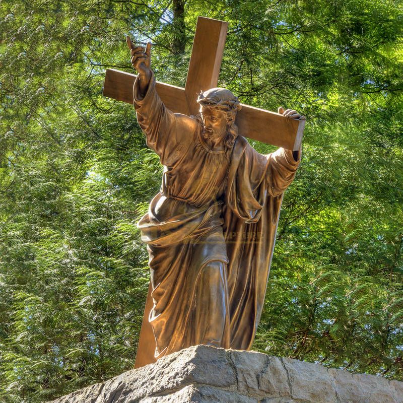 Life Size Bronze Figure Sculpture Religious Jesus On Cross Statue