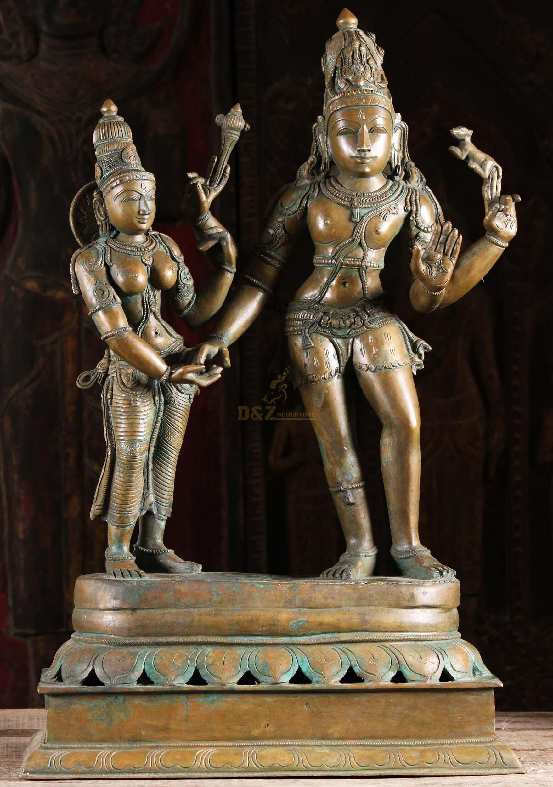 Buddhism temple decoration bronze lord shiva shakti statue