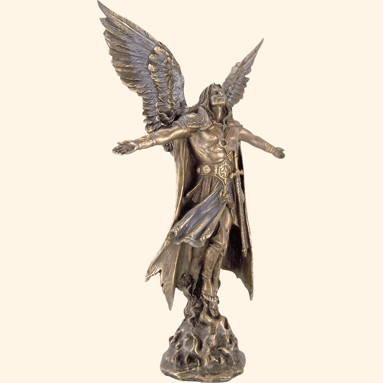 Catholic Angel Sculpture Large Archangel St. Michael Slaying the Devil Bronze Statue