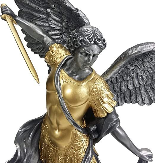 Church Decoration Bronze St Sculpture Saint Michael Step on Demon Sculpture