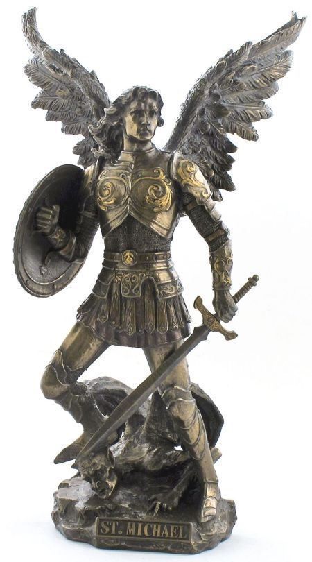 Large hand carved copper bronze angel sculpture St. Michael bronze statue