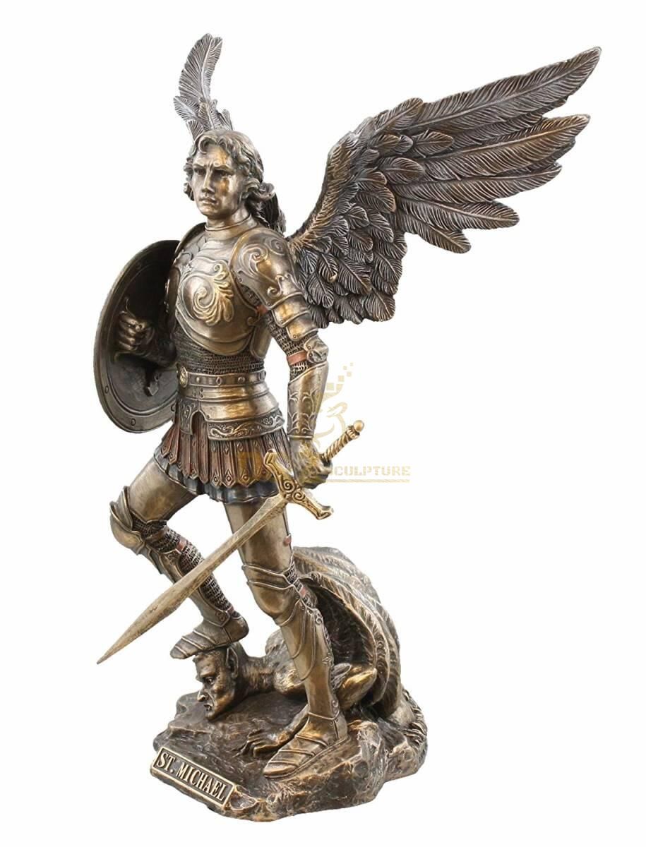 Garden decor life size bronze saint michael archangel statue