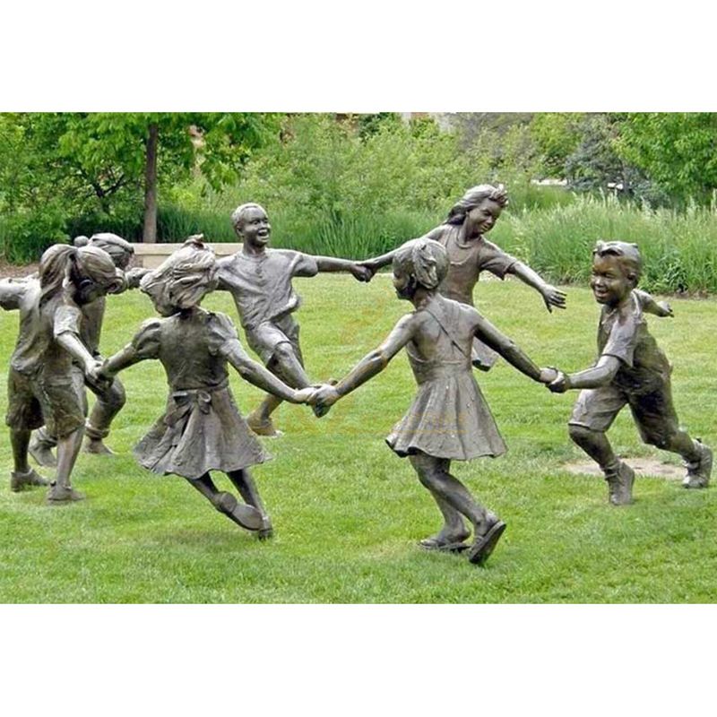 Chinese factory metal bronze children having fun sculptures for sale