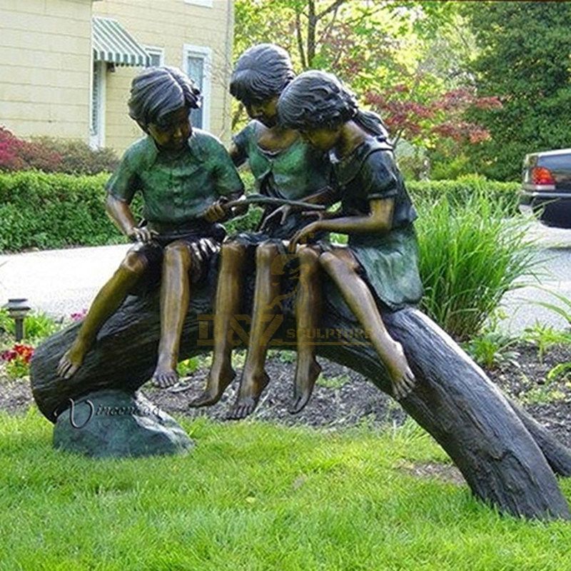Life-Size Statue Of Handmade Outdoor Children's Bronze Statue For Sale