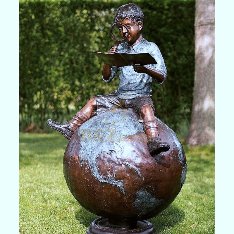 Popular western bronze sculpture child statue for decoration