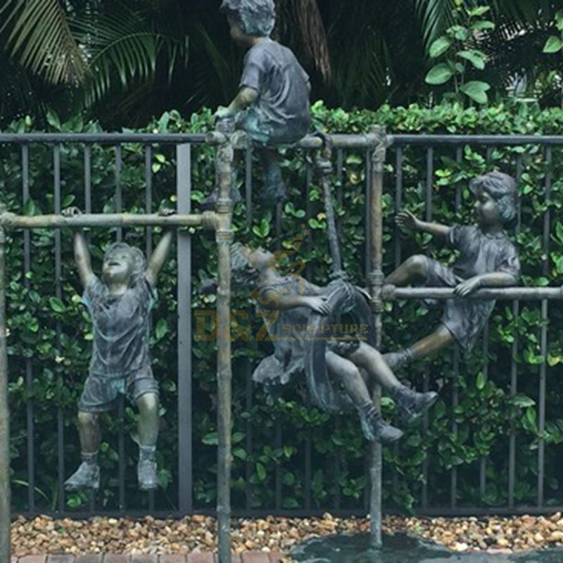 Decorations outdoor life size children bronze statue
