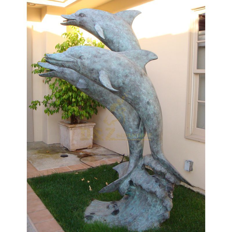 fine workmanship landscape sculpture bronze dolphin fountain statue