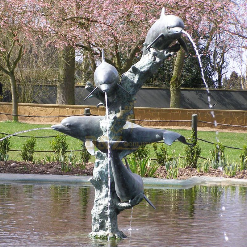 Garden decoration bronze large dolphin fountain statue