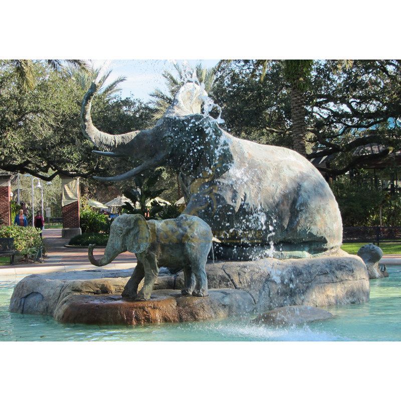 outdoor Garden decoration Metal craft bronze large elephant fountain statue