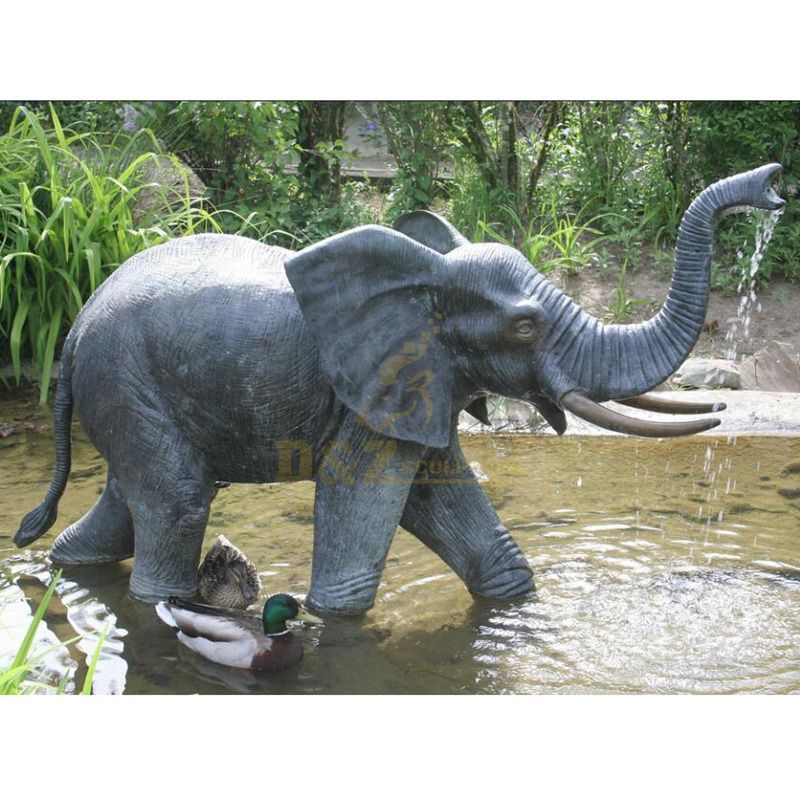 Chinese factory high quality bronze life-size large elephant fountain statue
