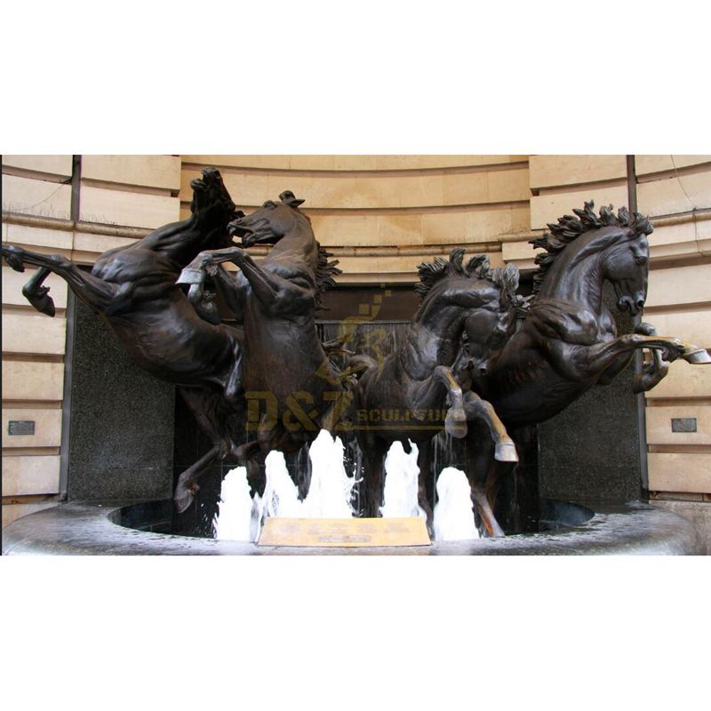 Outdoor Life Size Running Brass Bronze Horse Statues in Fountain