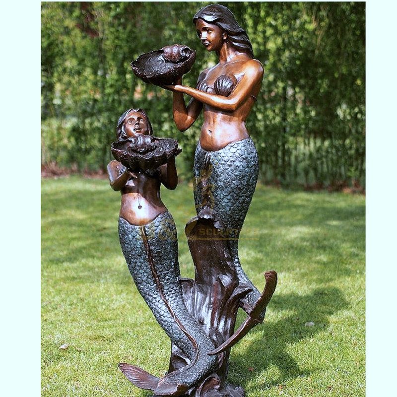 Life Size bronze Fountain Mermaids Sculpture Water Feature for garden