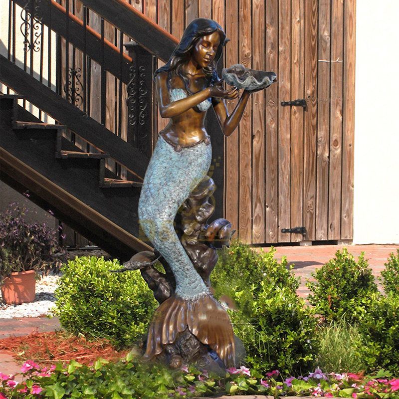 Life Size sea metal foundry bronze female mermaid fountain sculpture