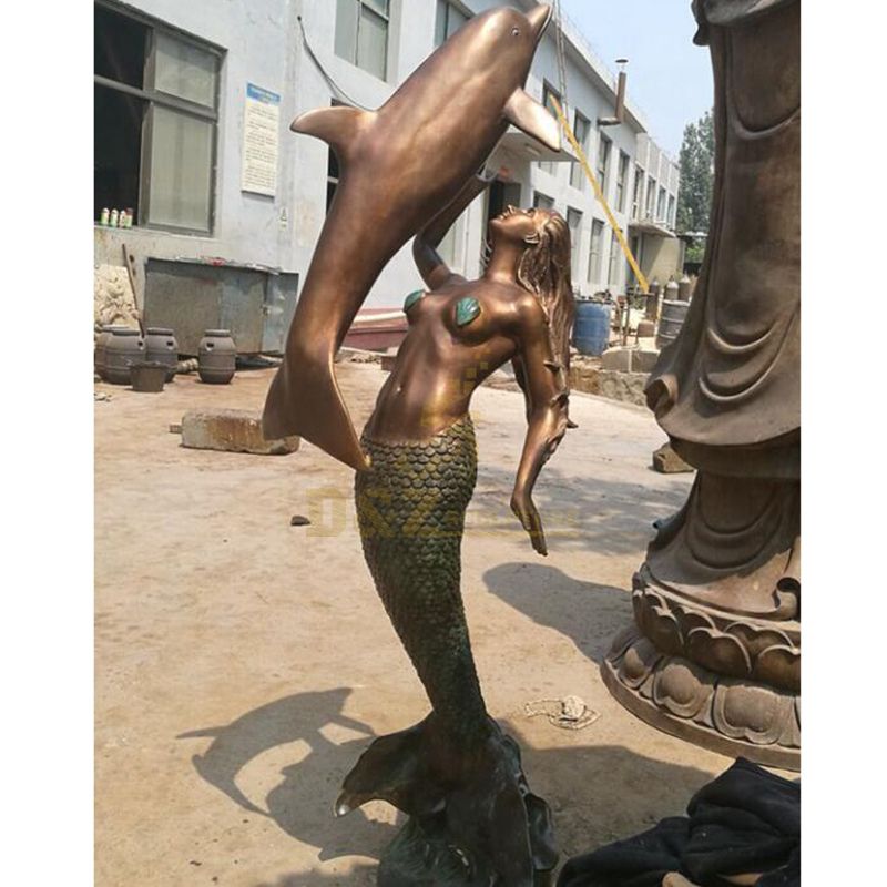 Large bronze mermaid water fountain sculpture for garden decoration