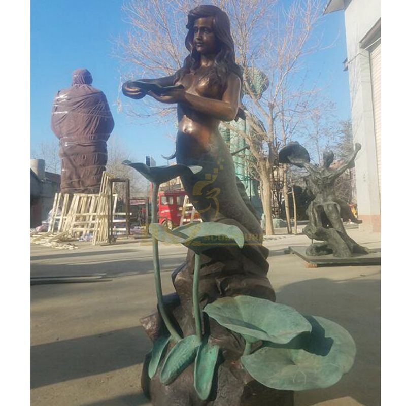 Handmade outdoor garden fountain mermaid bronze sculpture
