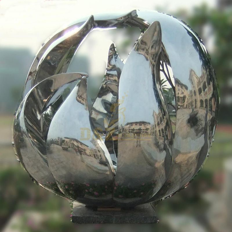 Factory Polished Outdoor Decorative Stainless Steel Flower Sculpture