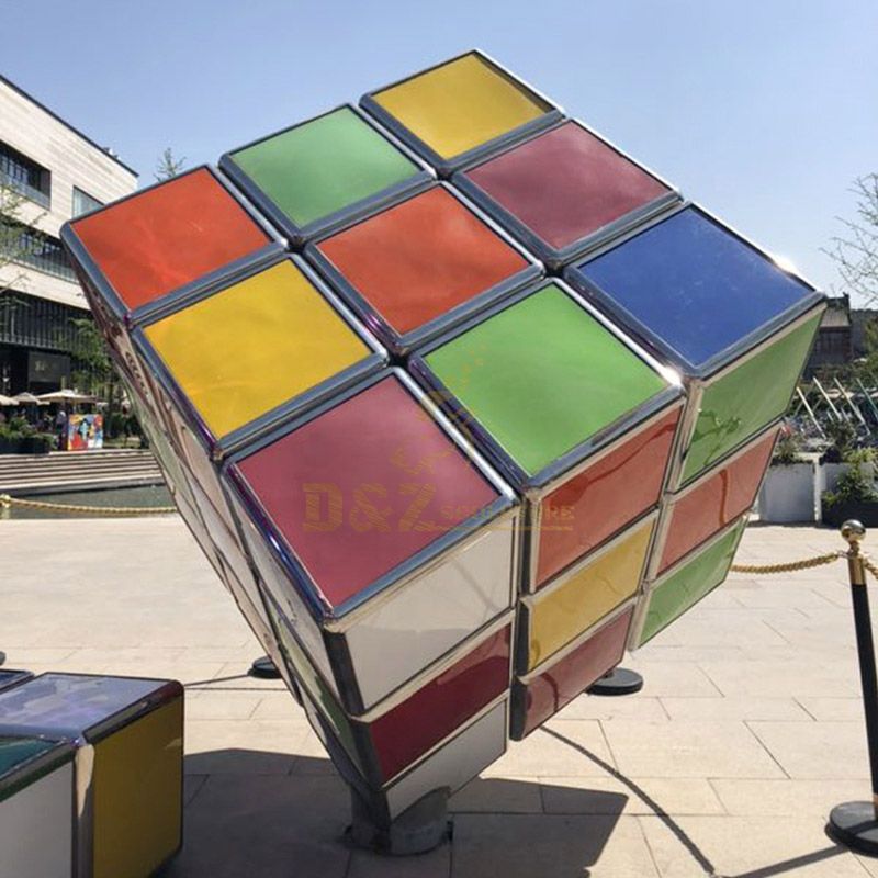 Durable Shining Customized Outdoor Metal Decorative Colorful Rubik's Cube Sculpture