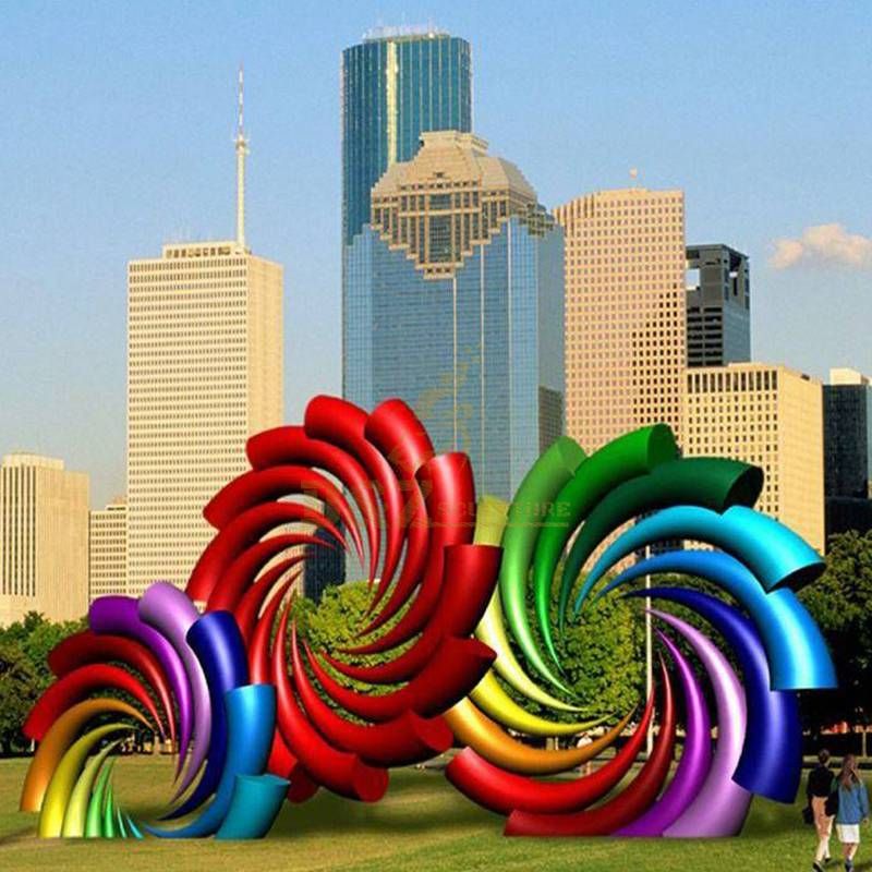 Large Color Spiral Stainless Steel Sculpture