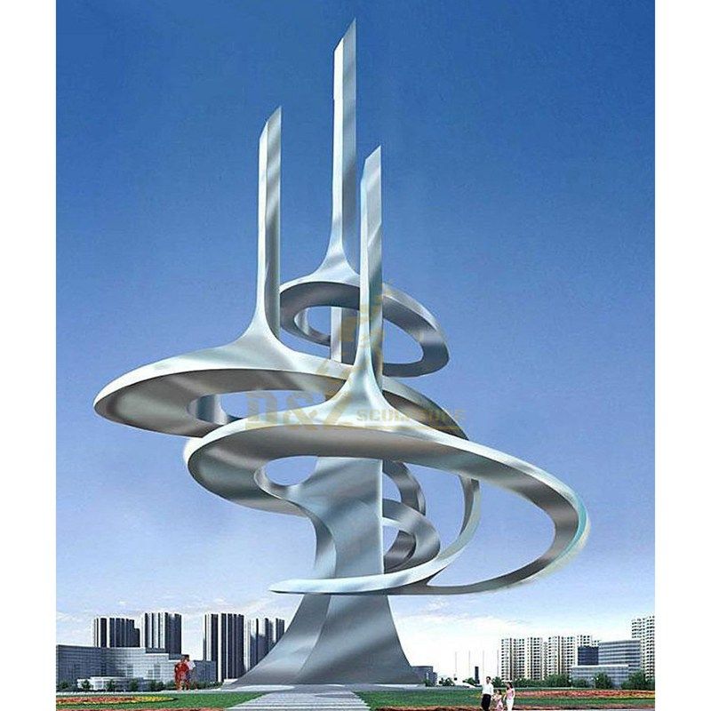 Outdoor Square Abstract Stainless Steel Metal Sculpture