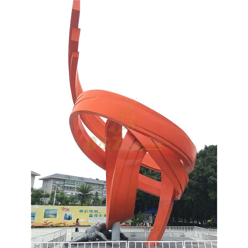 Red Round Design Stainless Steel Outdoor Statue