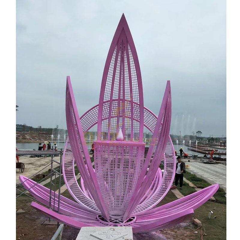 Large Stainless Steel Outdoor Colorful Flower Sculpture