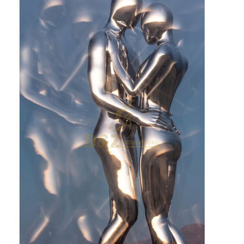 Modern Hug Couple Figure Stainless Steel Statues