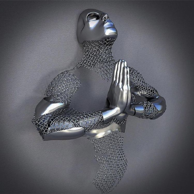 Modern indoor decoration abstract metal human sculpture 3D wall decor figure stainless steel sculpture