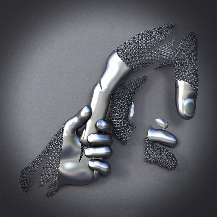 Abstract Stainless Steel Wall Art Hand Sculpture
