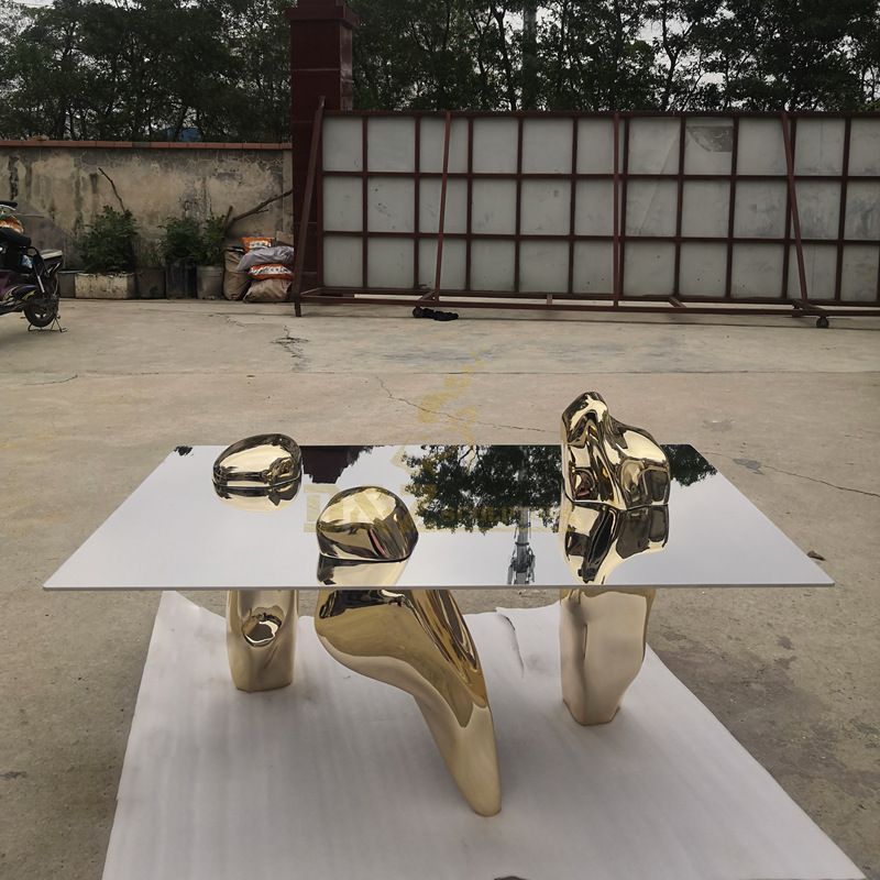 Large Stainless Steel Statues Coffee Table Sculpture