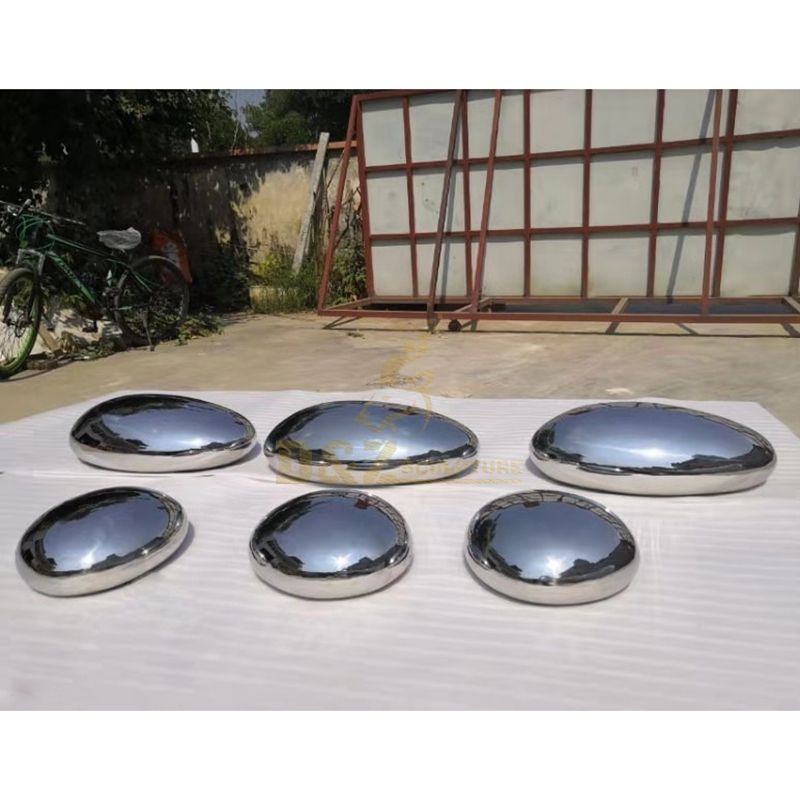 Outdoors Garden Geometrical Stainless Steel Rock Ellipse Sculpture Stone sculpture