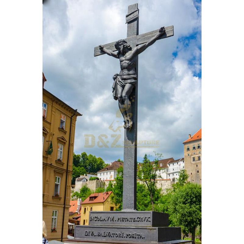 Out door Large size Cast Bronze Jesus Cross Sculpture