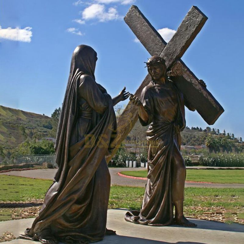 Out door Large size Cast Bronze Jesus Cross Sculpture