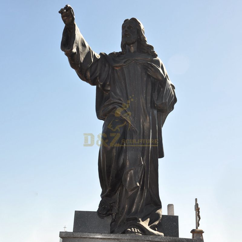 Antique Large Bronze Jesus Statue On The Cross For Home Decoration