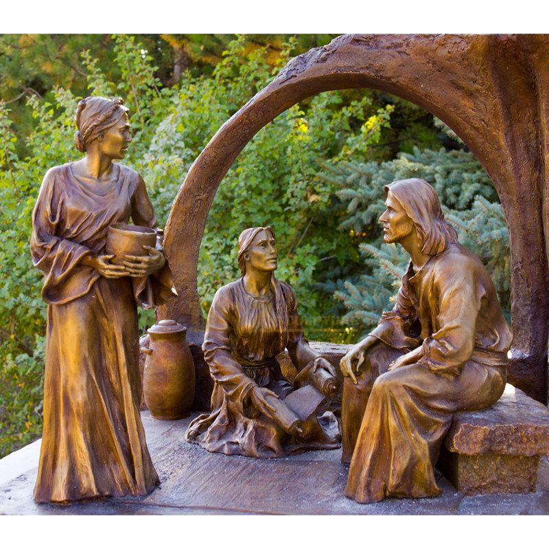Hot Sale Outdoor Religious Church Decor Bronze Jesus With Little Boy And Girl Sculpture