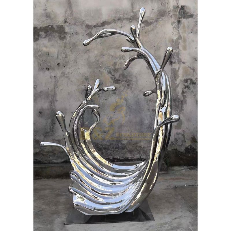 Modern splash of stainless steel water drop sculpture