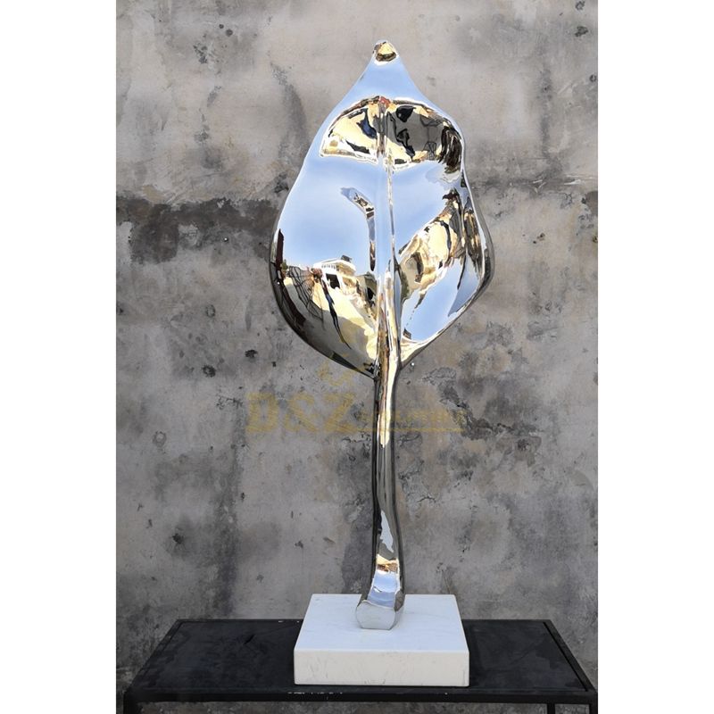 Outdoor sculpture metal art decoration stainless steel mirror leaf sculpture