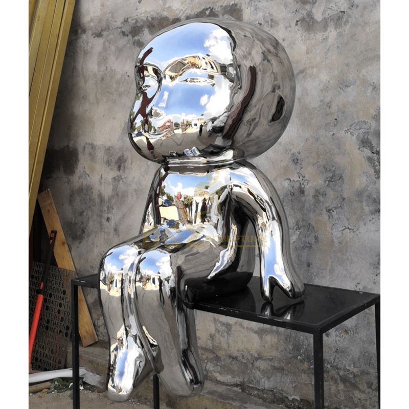 Metal Stainless Steel Large Abstract Fat Child Garden Sculpture Metal Stainless Steel Large Abstract Fat Child Garden Sculpture