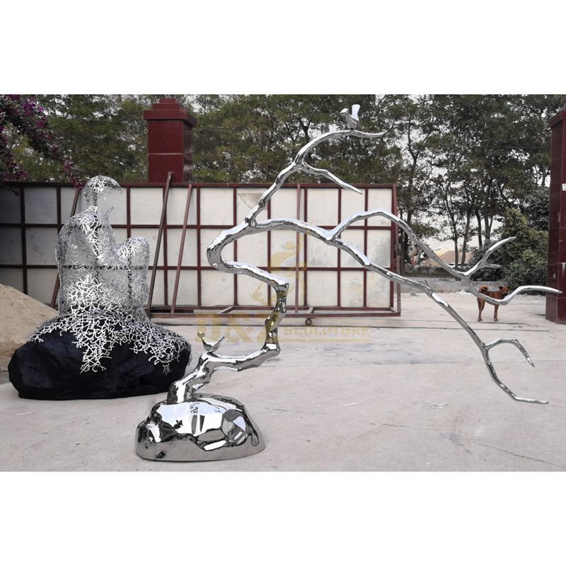 Mirror Polished Stainless Steel Tree Sculpture Ball Sculpture