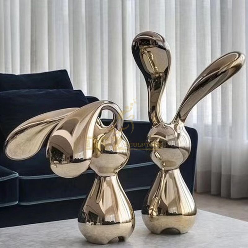 Modern Art Garden Stainless Steel Animal Rabbit Sculpture