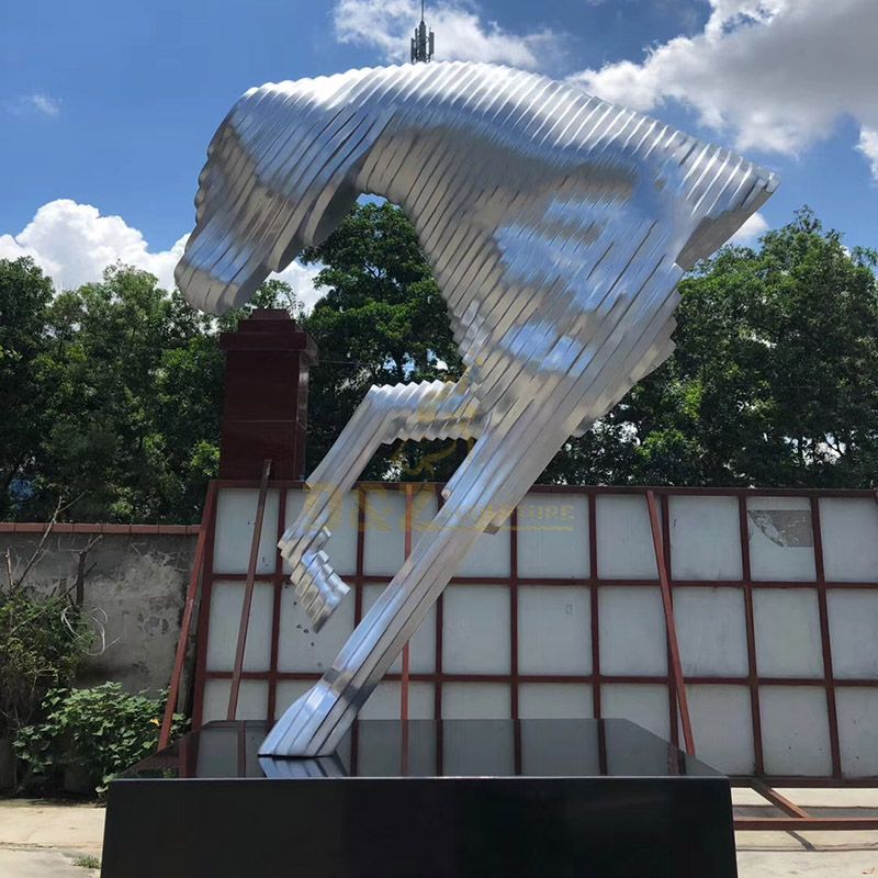 Customizable urban art abstract metal stainless steel horse sculpture