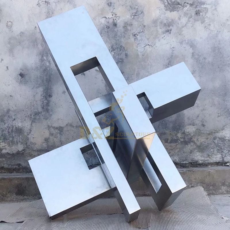 Custom modern stainless steel cube sculpture