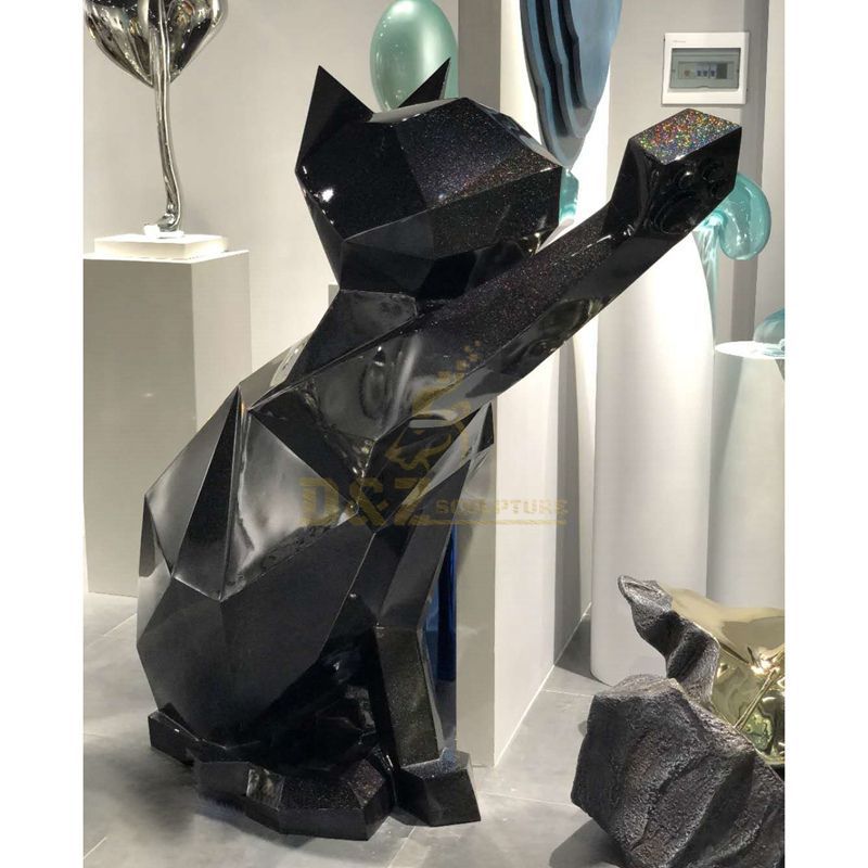 Large stainless steel big cat statues for garden