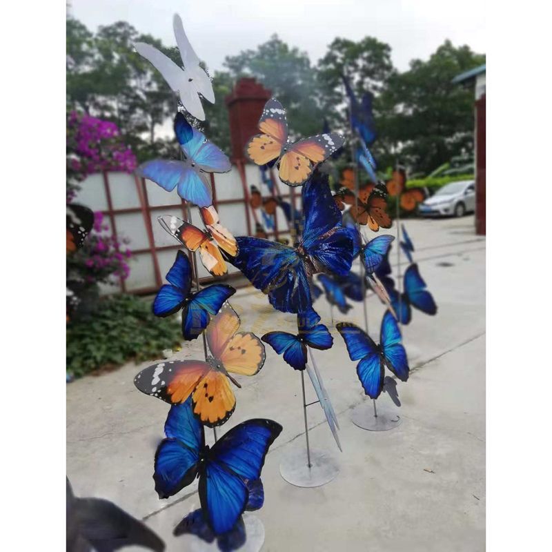 Garden metal craft animal statue stainless steel butterfly sculpture