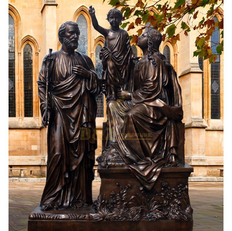 Religious Life Size Bronze Holy Family Statue